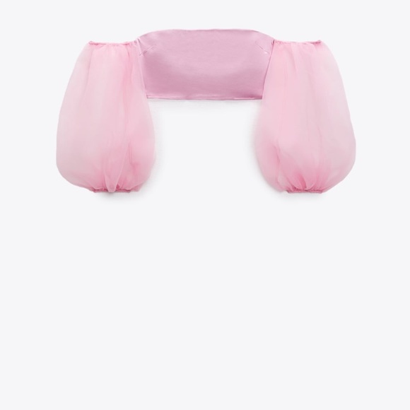 Brand New ZARA BLOGGERS FAV CONTRASTING ORGANZA pink TOP Size Small - Picture 6 of 8